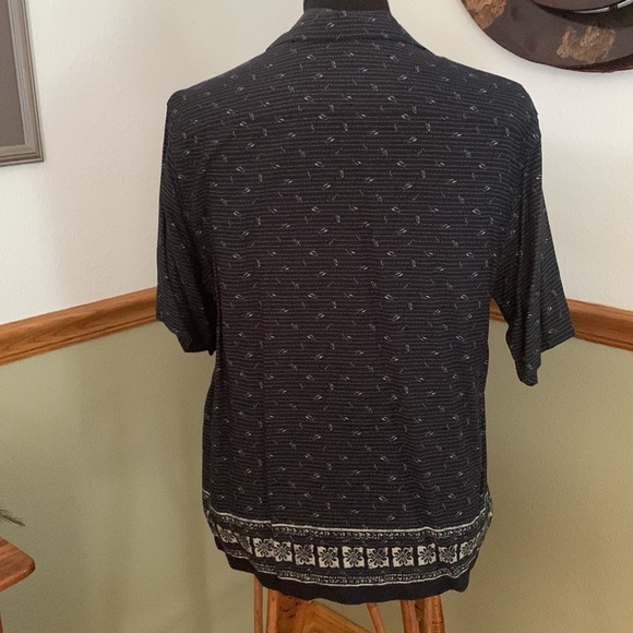 Mens Crazy Horse Navy Blue Print Button Down Shirt sz L - Picture 5 of 6